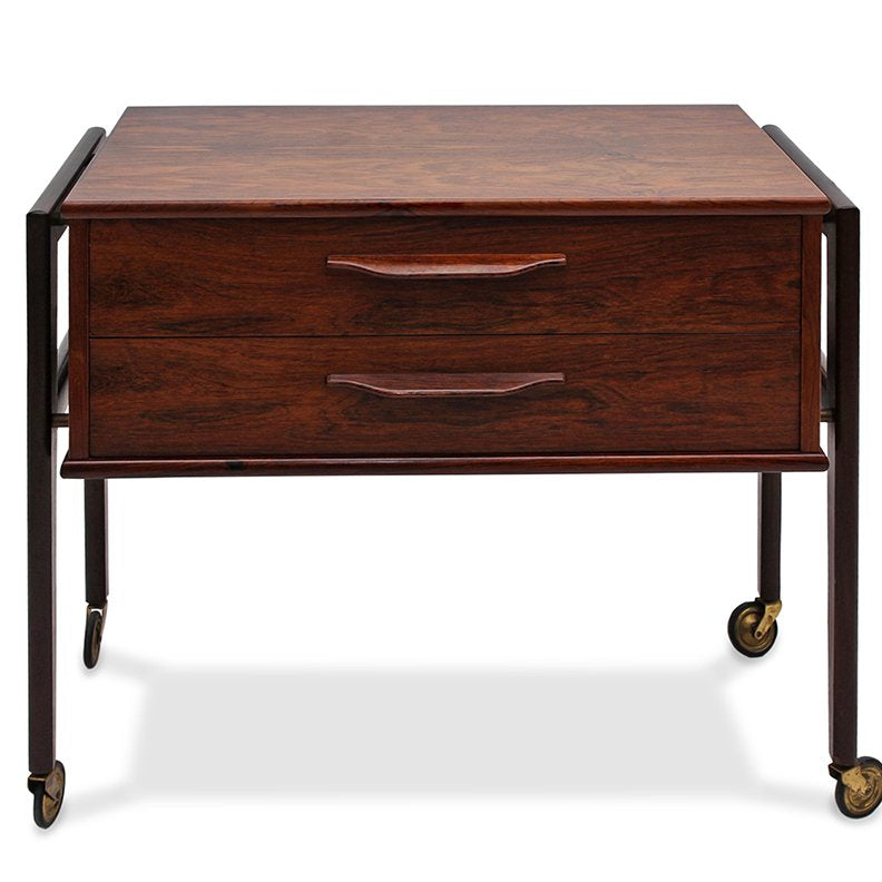 MCM Danish Rosewood & Walnut Two Drawer Chest with Casters