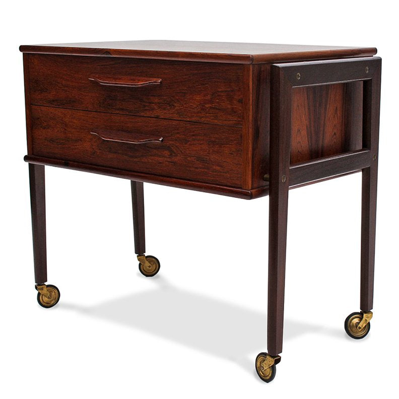 MCM Danish Rosewood & Walnut Two Drawer Chest with Casters
