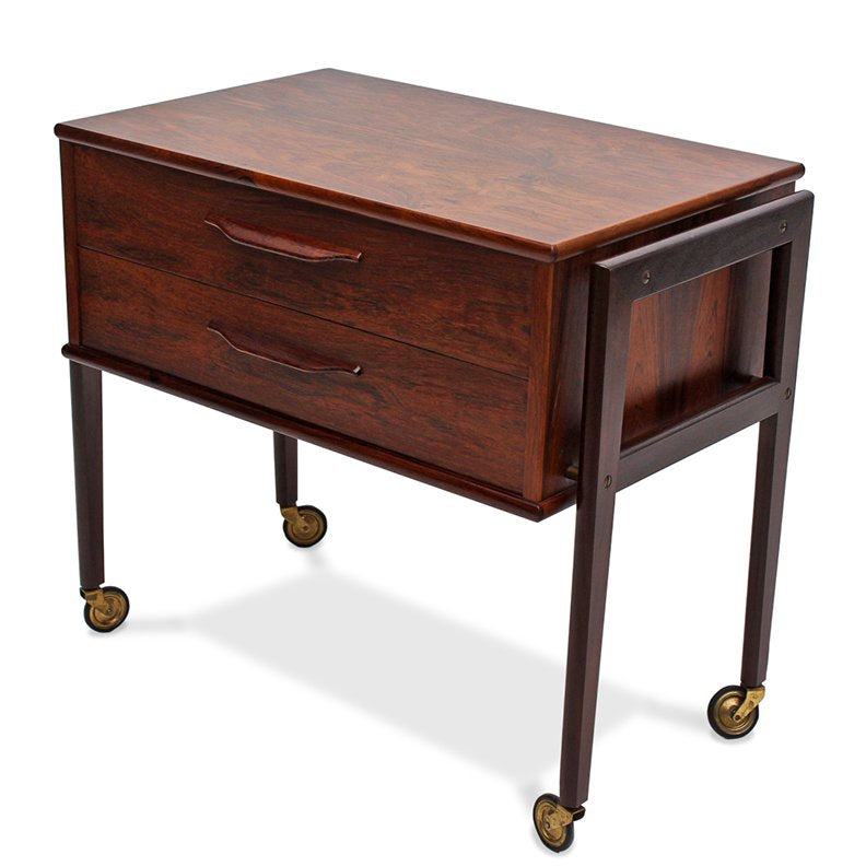 MCM Danish Rosewood & Walnut Two Drawer Chest with Casters