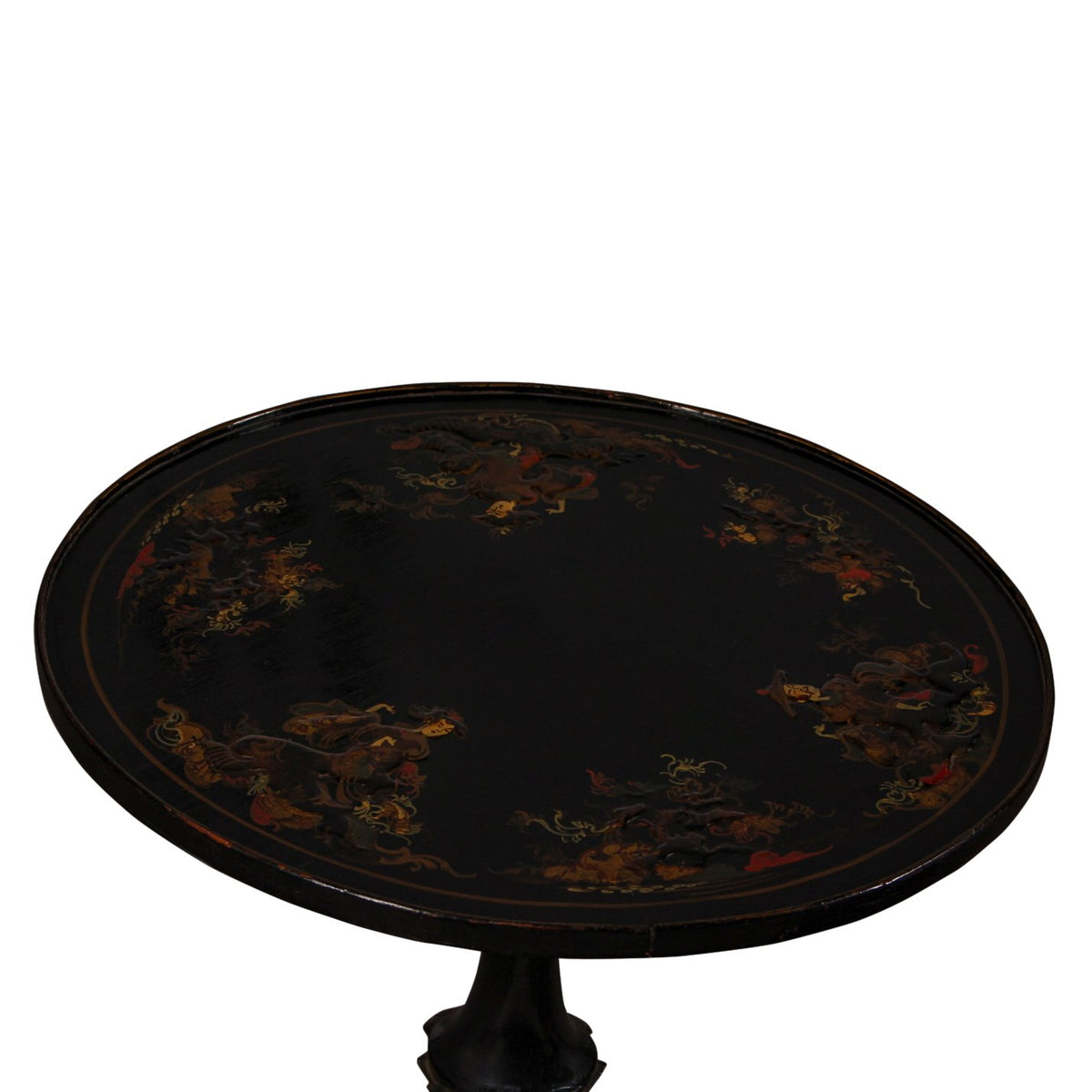 Antique Chinese Chinoiserie Ebonised and Lacquered Side Table