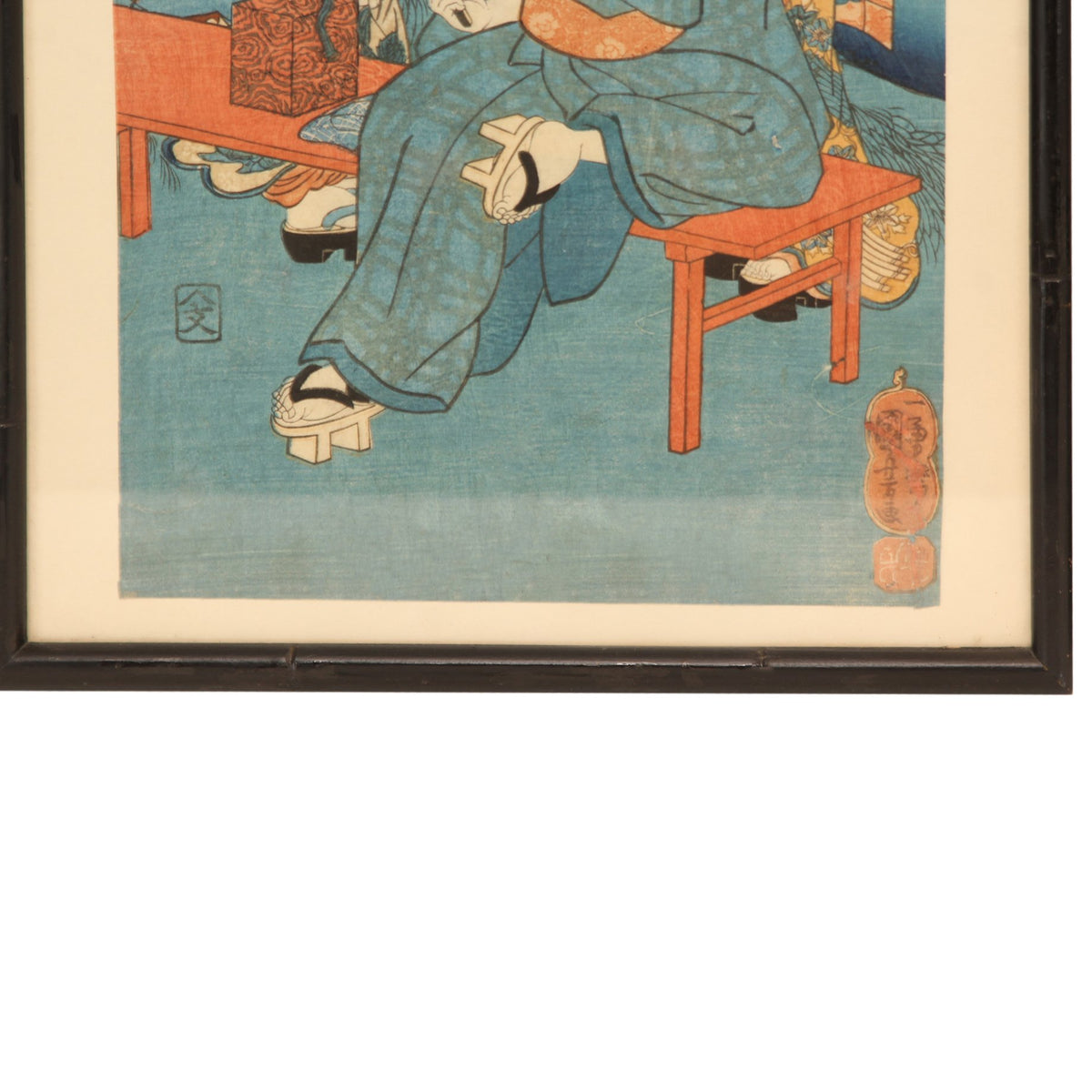 Antique Kuniyoshi Japanese Woodblock Print Diptych