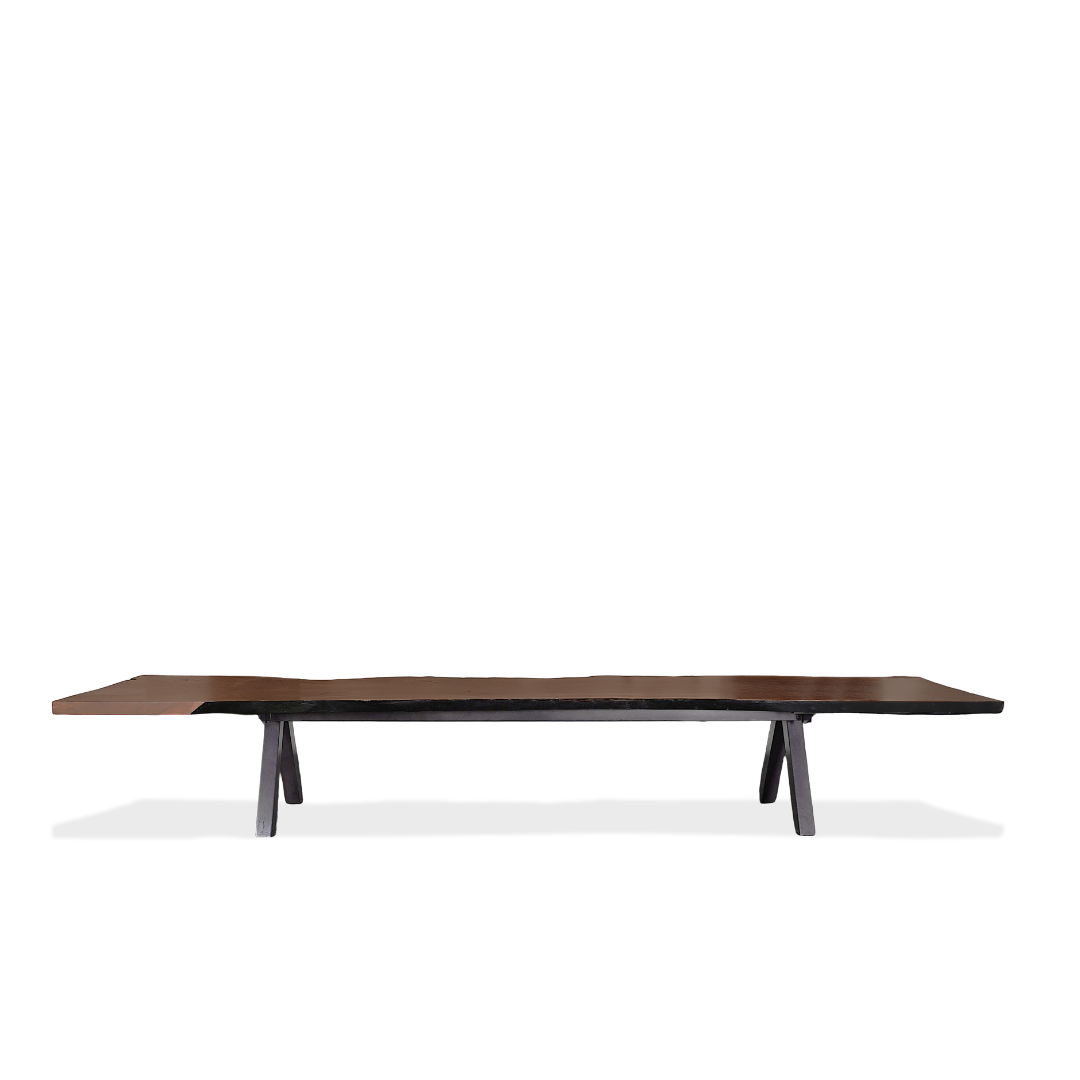 Custom 16.25 Feet Double Slab Claro Walnut with Cantilever Base Table - George Nakashima Inspired