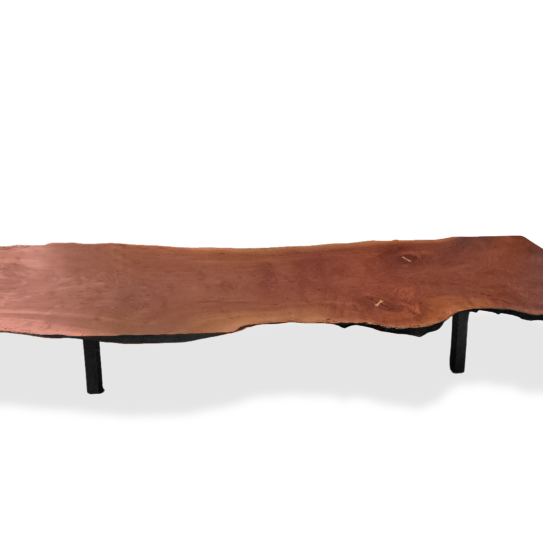 Custom 16.25 Feet Double Slab Claro Walnut with Cantilever Base Table - George Nakashima Inspired