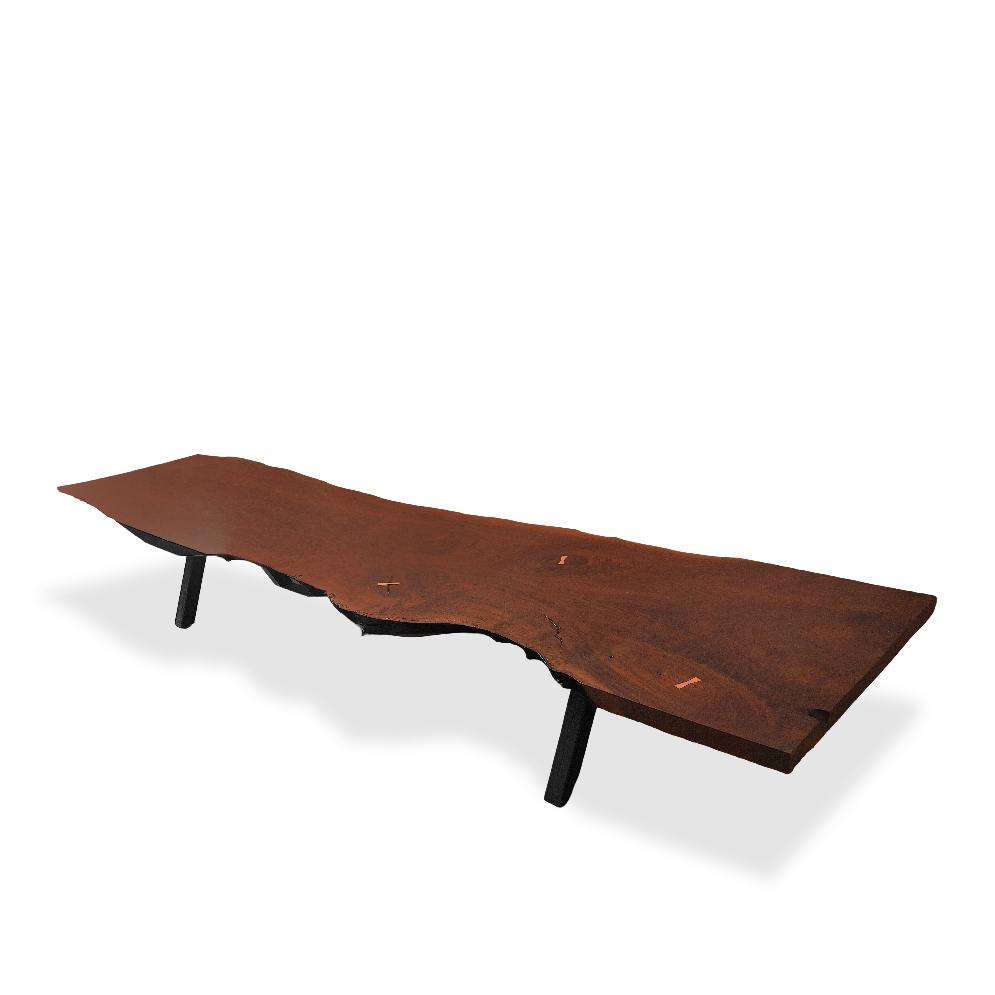 Custom 16.25 Feet Double Slab Claro Walnut with Cantilever Base Table - George Nakashima Inspired