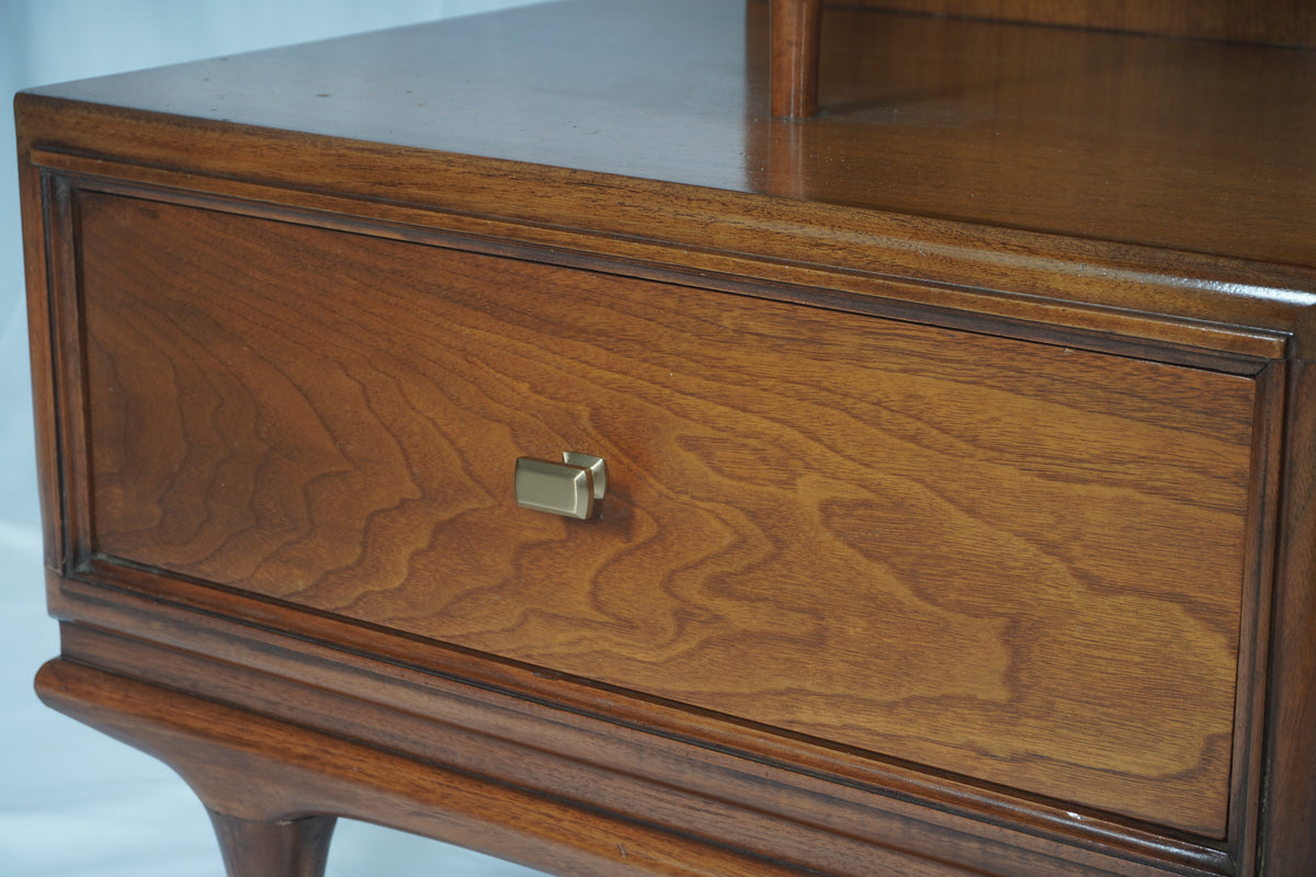 Kent Coffey Continental Mid-Century Walnut Nightstand, Pair of