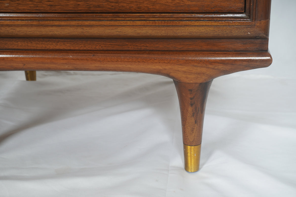 Kent Coffey Continental Mid-Century Walnut Nightstand, Pair of