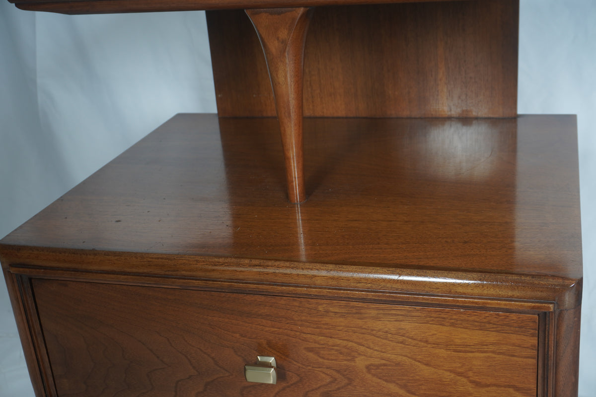 Kent Coffey Continental Mid-Century Walnut Nightstand, Pair of