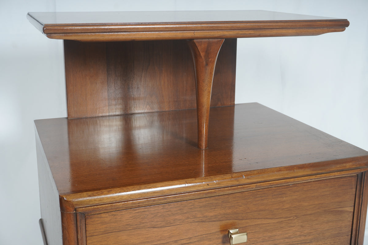 Kent Coffey Continental Mid-Century Walnut Nightstand, Pair of