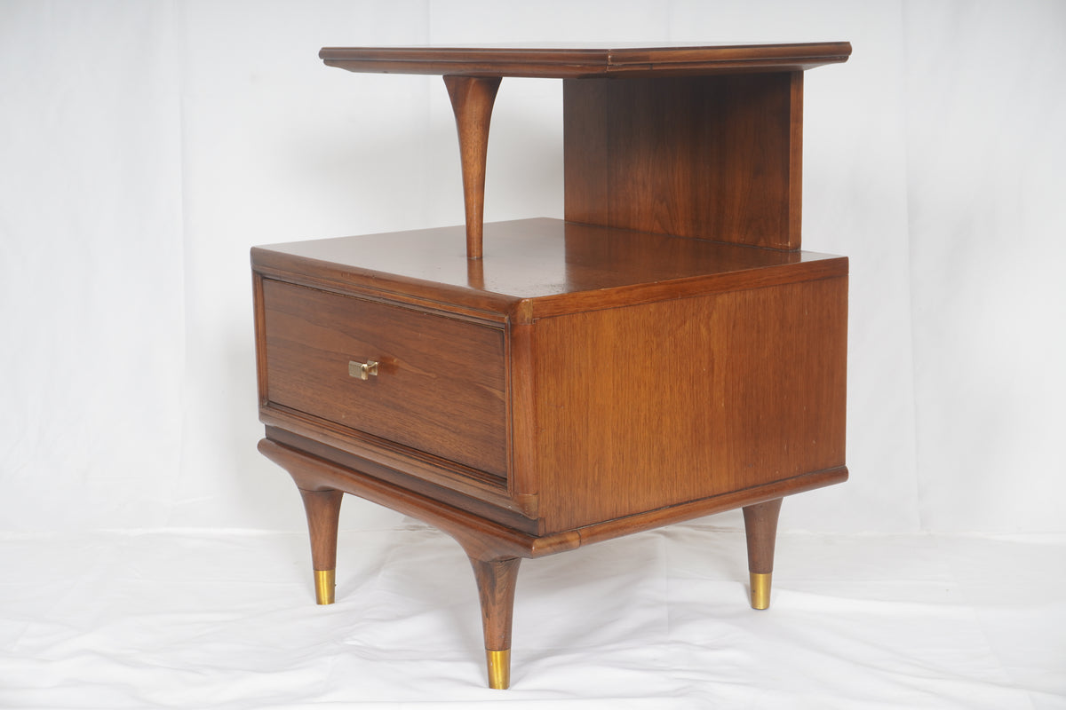 Kent Coffey Continental Mid-Century Walnut Nightstand, Pair of