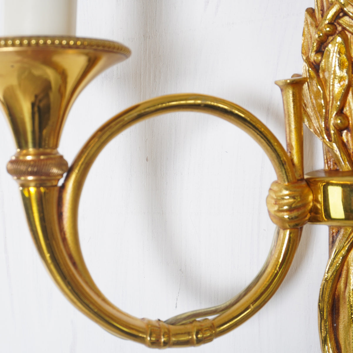 Luminaire d'Art Hunter Horn Gilt Sconces, Pair of