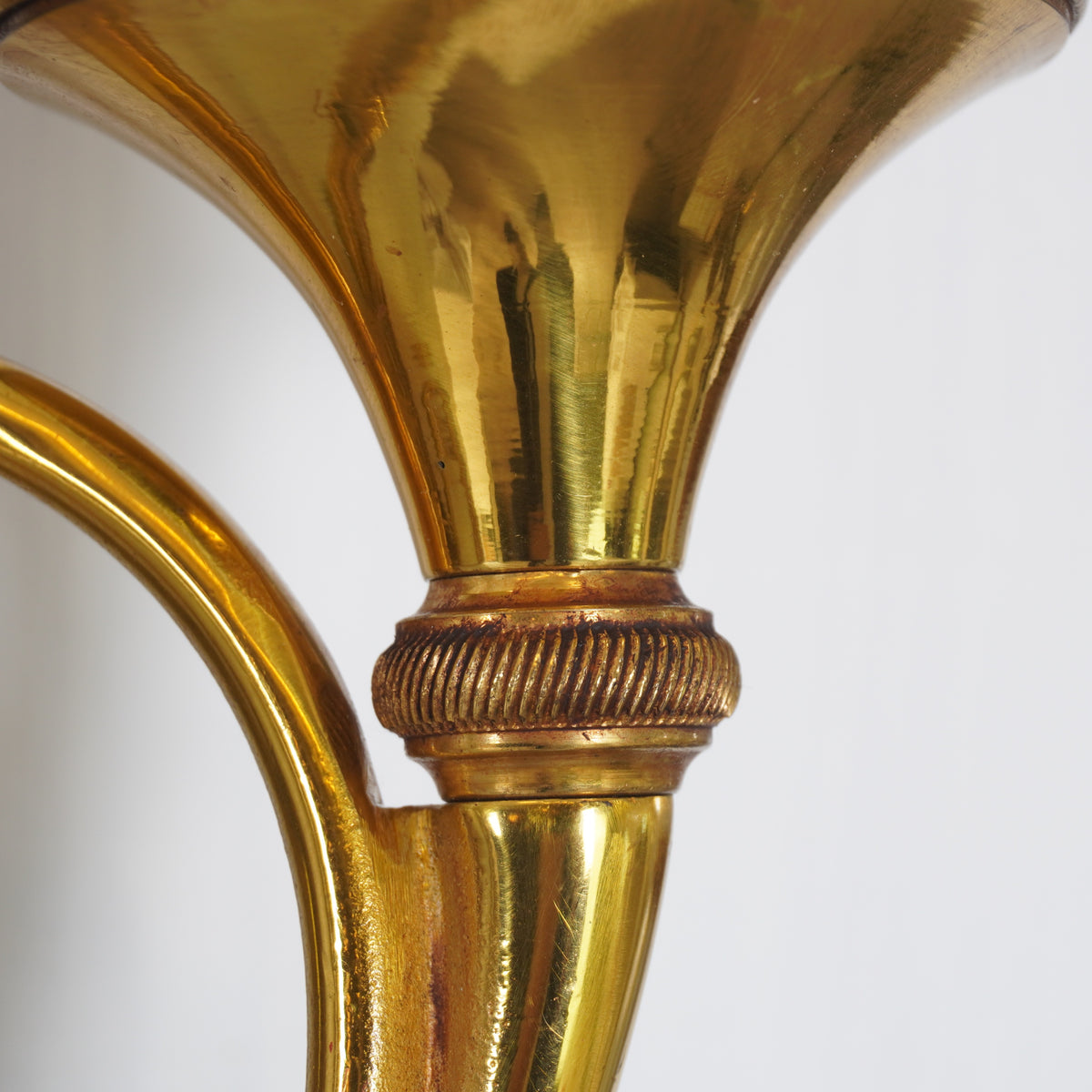 Luminaire d'Art Hunter Horn Gilt Sconces, Pair of