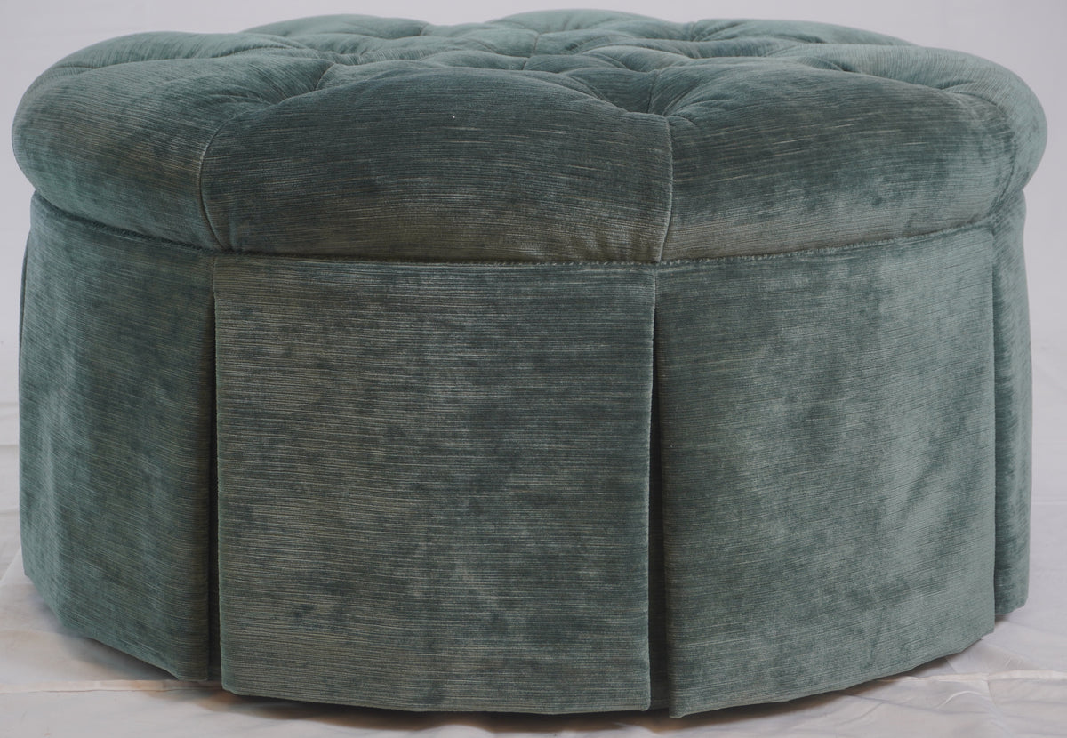 Jonas NY Upholstery Tufted Ottoman with Pleated Skirt