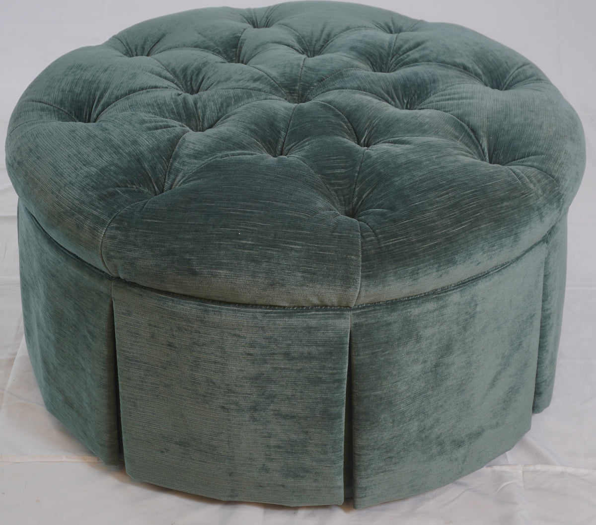 Jonas NY Upholstery Tufted Ottoman with Pleated Skirt