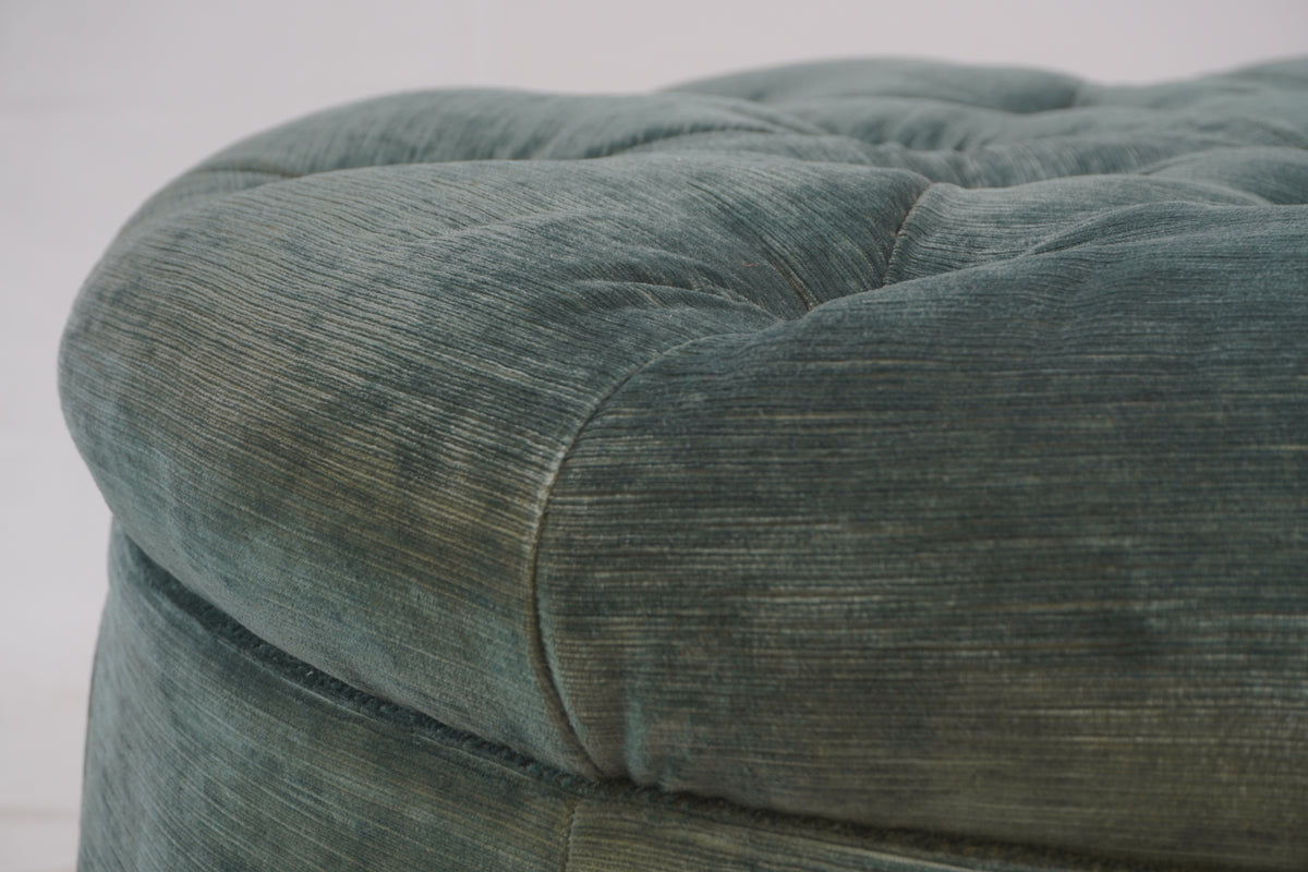 Jonas NY Upholstery Tufted Ottoman with Pleated Skirt