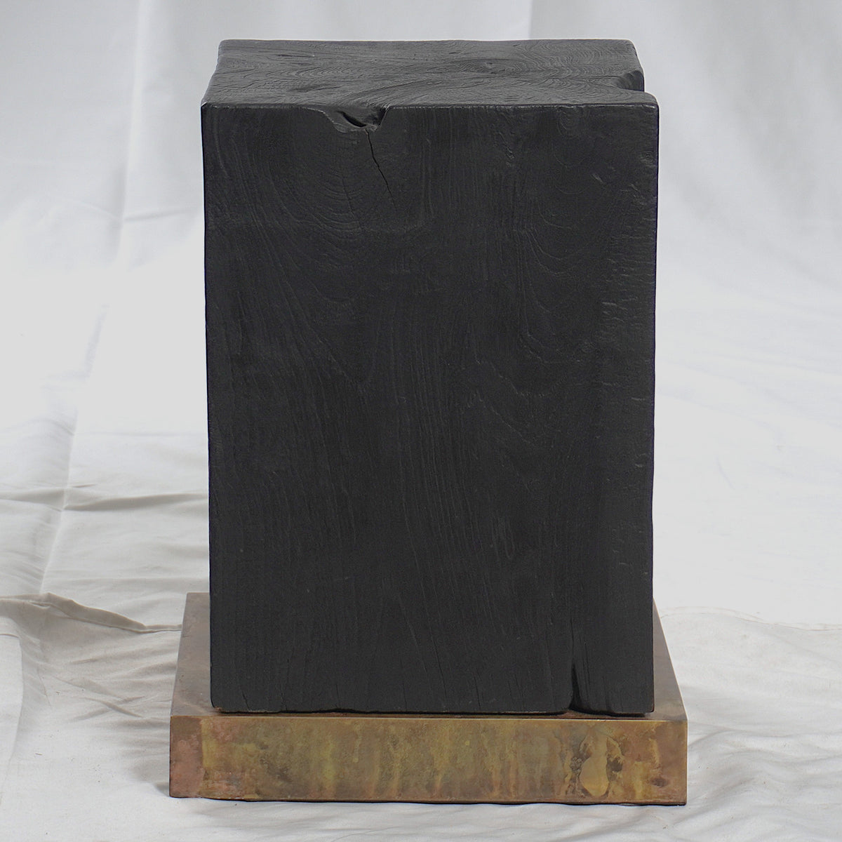 Andrianna Shamaris Modern Burnt Oak Stool on Brass Base