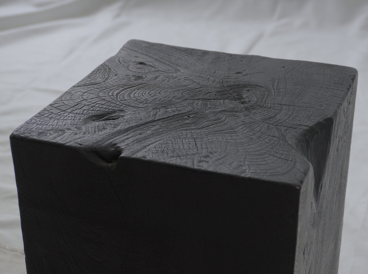 Andrianna Shamaris Modern Burnt Oak Stool on Brass Base