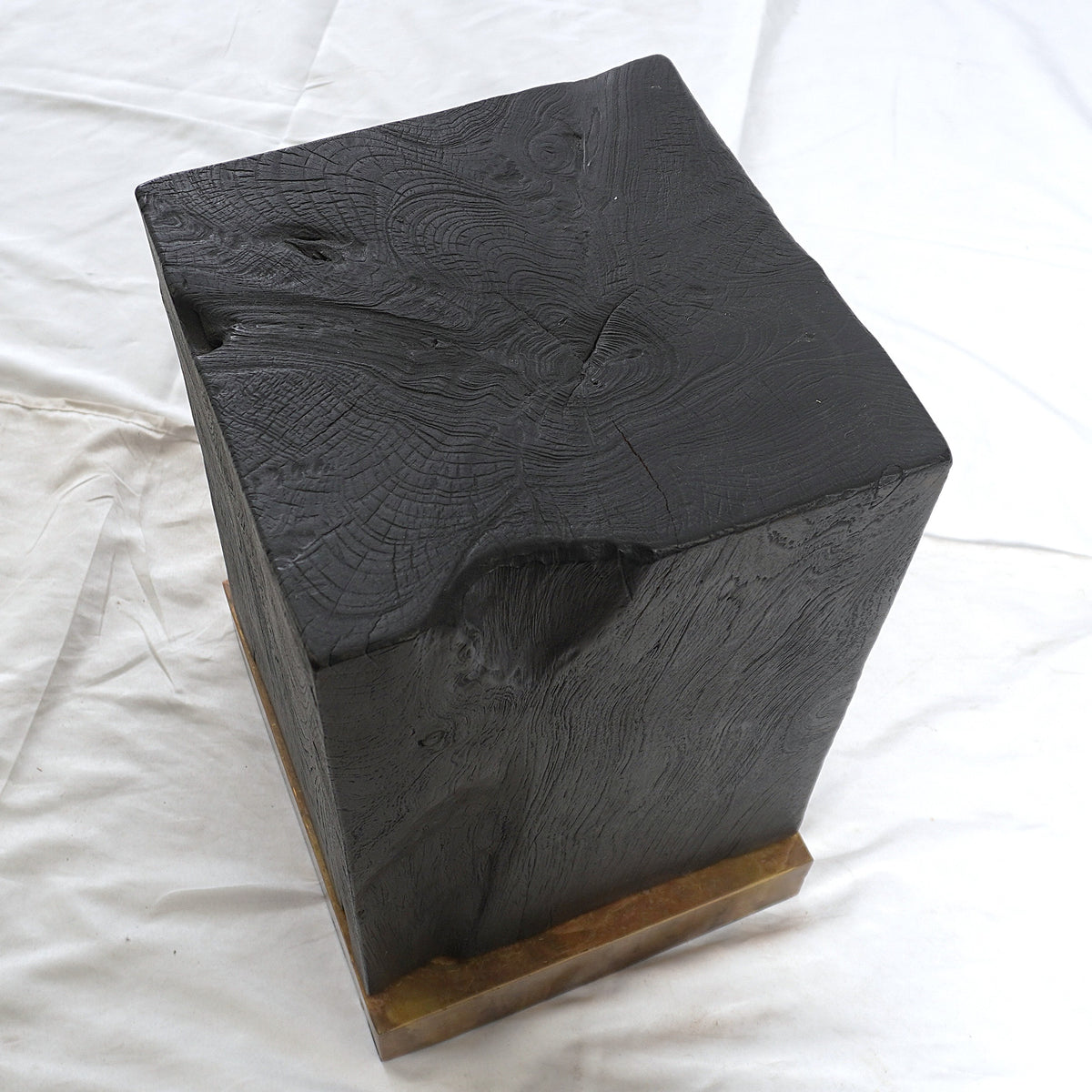 Andrianna Shamaris Modern Burnt Oak Stool on Brass Base