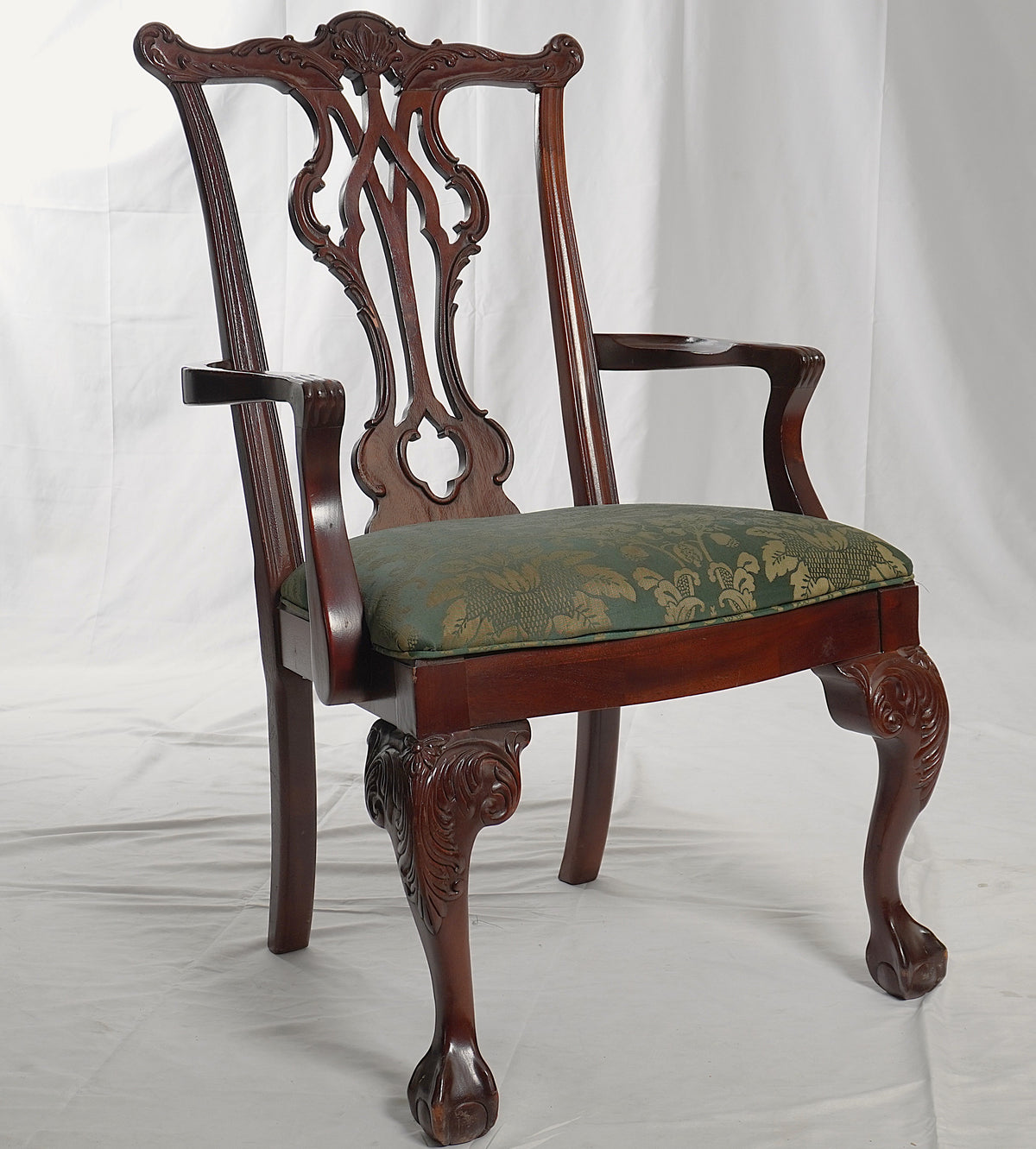 Vintage Chippendale Style Ball & Claw Hand Carved Armchairs and Dining Chairs from Thomasville, Set of 10