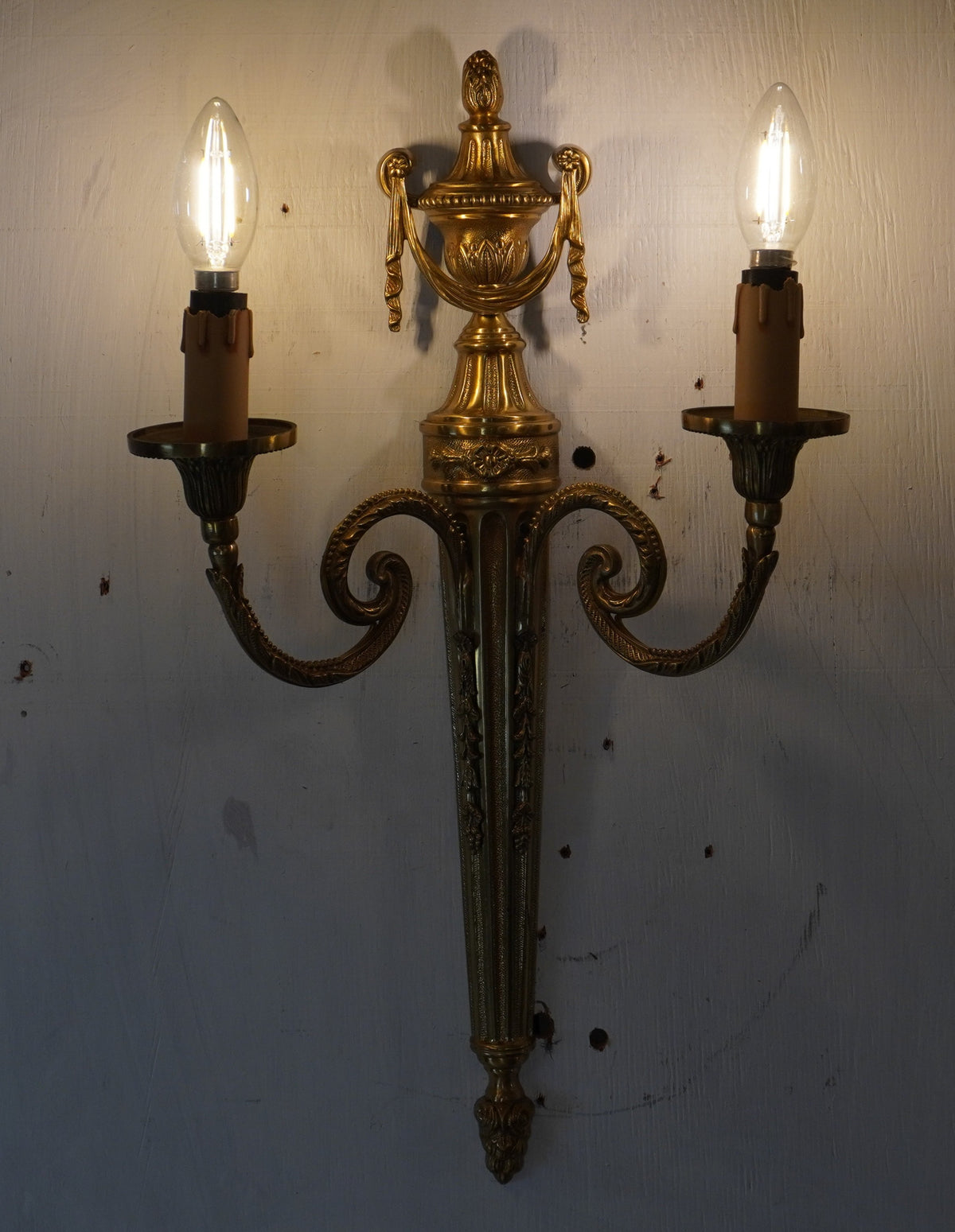 French Louis XVI Style Bronze Wall Sconces, Pair of