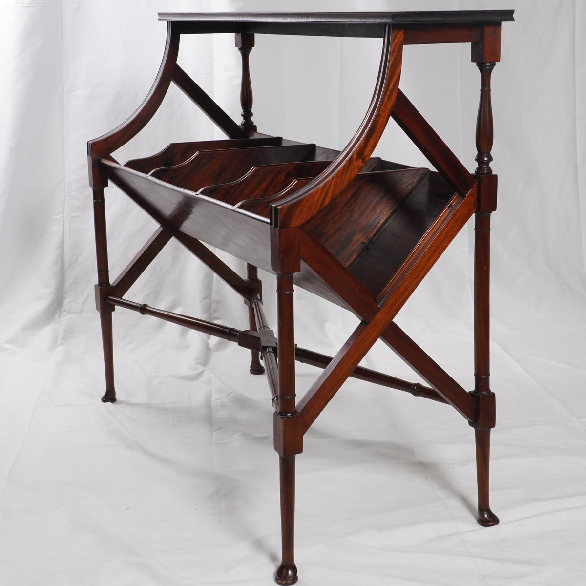 Antique Victorian Style Mahogany Library Book Trough or Record Stand