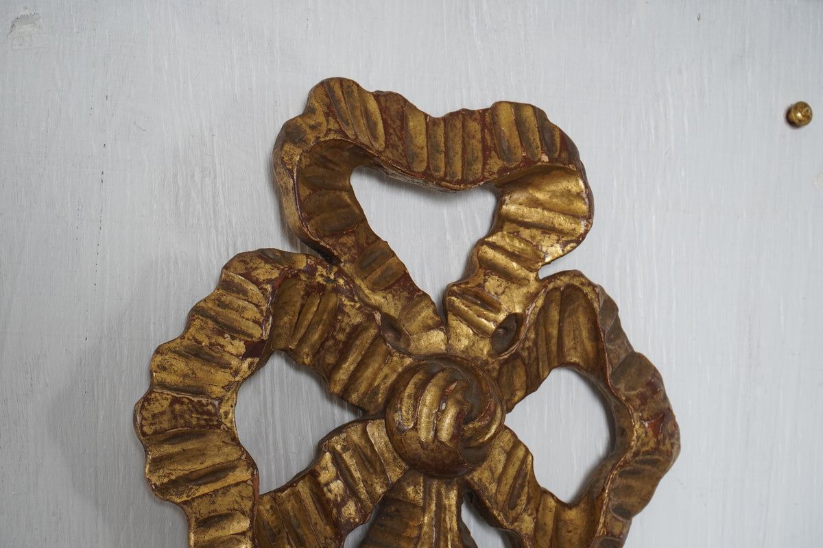 Vintage Italian Carved Gilt Wood & Metal Wall Sconces