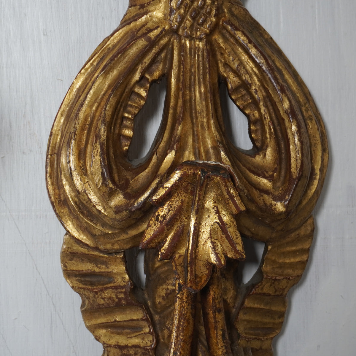 Vintage Italian Carved Gilt Wood & Metal Wall Sconces