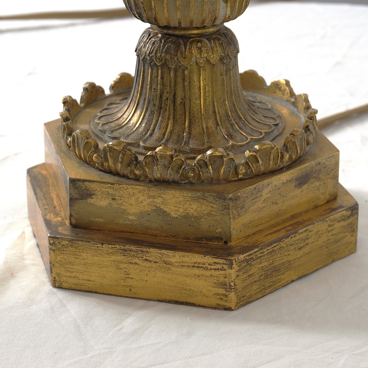 Antique French Empire Gilt and Patinated Bronze Candelabra Table Lamps, Pair of