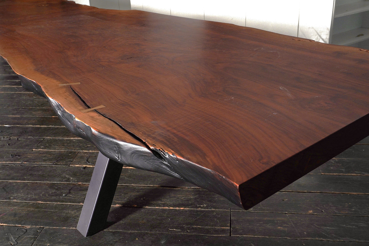 Custom 16.25 Feet Double Slab Claro Walnut with Cantilever Base Table - George Nakashima Inspired