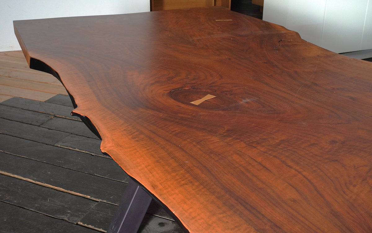 Custom 16.25 Feet Double Slab Claro Walnut with Cantilever Base Table - George Nakashima Inspired