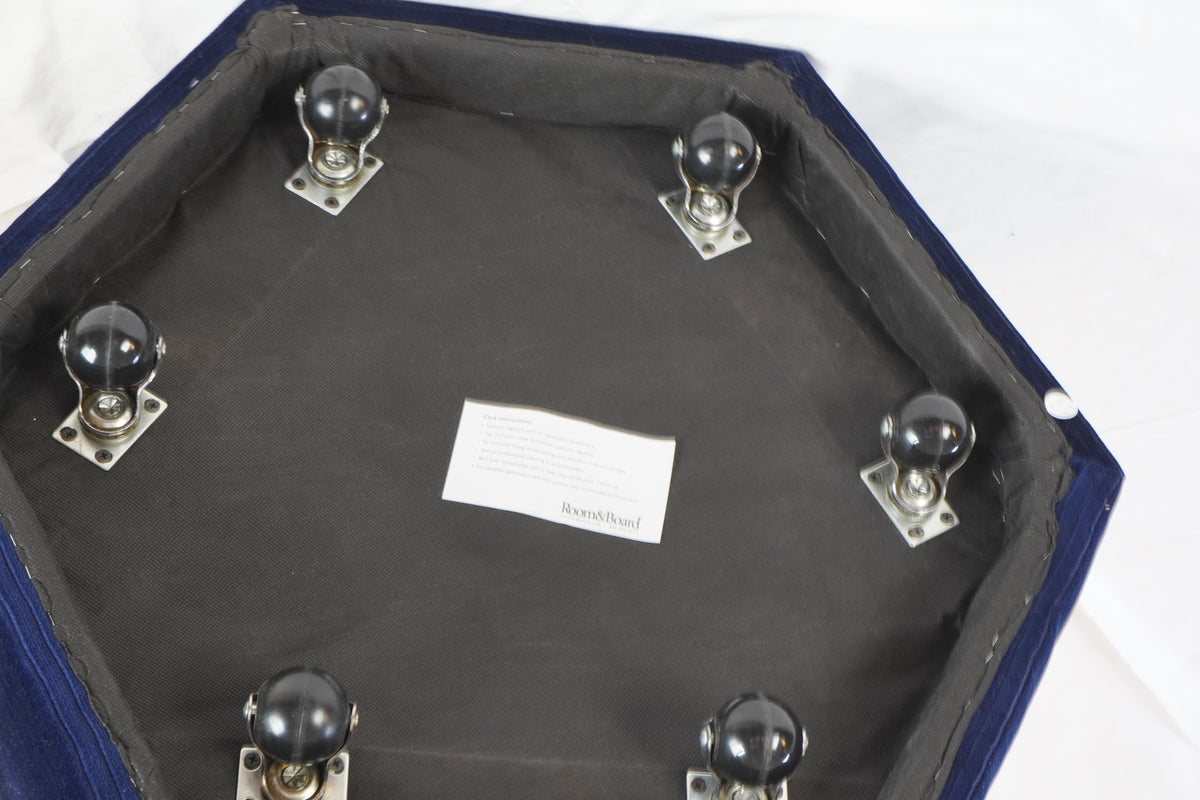 Room & Board Hexagon Corduroy Ottomans, Pair of