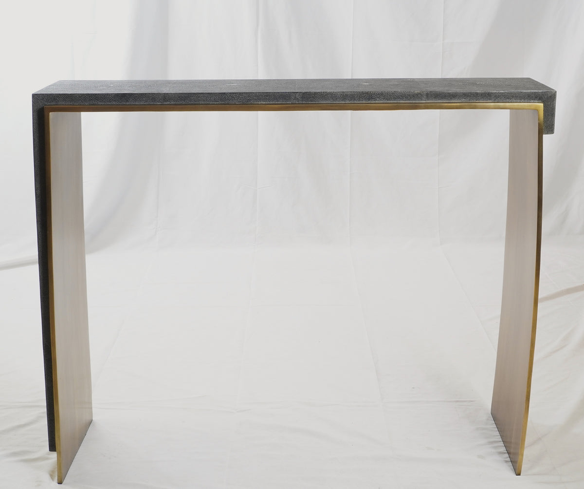 R&Y Augousti Laurens Console Table in Shagreen & Bronze-Patina Brass