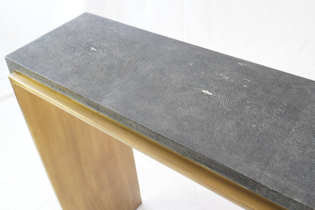 R&Y Augousti Laurens Console Table in Shagreen & Bronze-Patina Brass