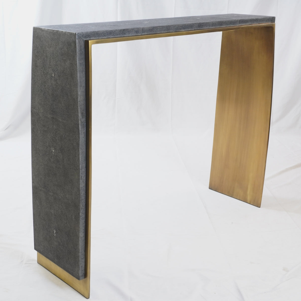 R&Y Augousti Laurens Console Table in Shagreen & Bronze-Patina Brass