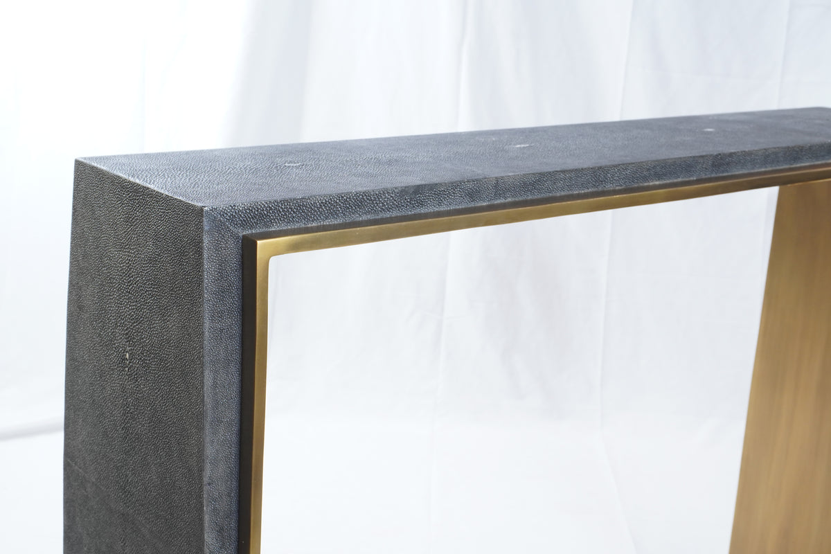 R&Y Augousti Laurens Console Table in Shagreen & Bronze-Patina Brass