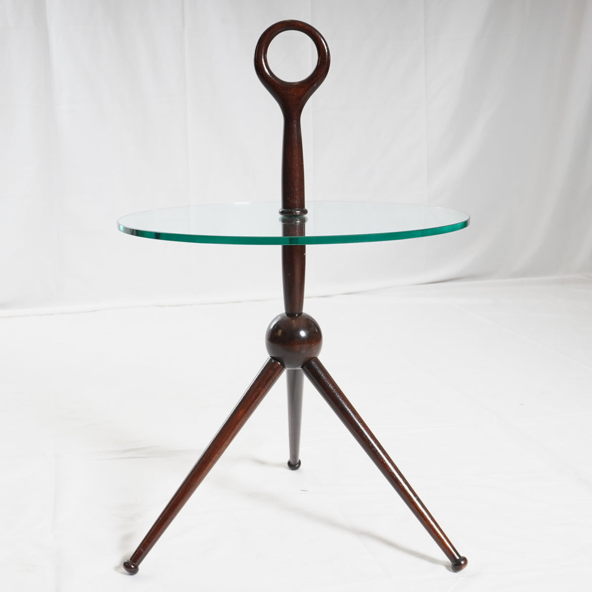 Rare Mid-Century Cesare Lacca Tripod Sphere Base Side Table by A. DeBaggis, Cantu, Italy, C50’s