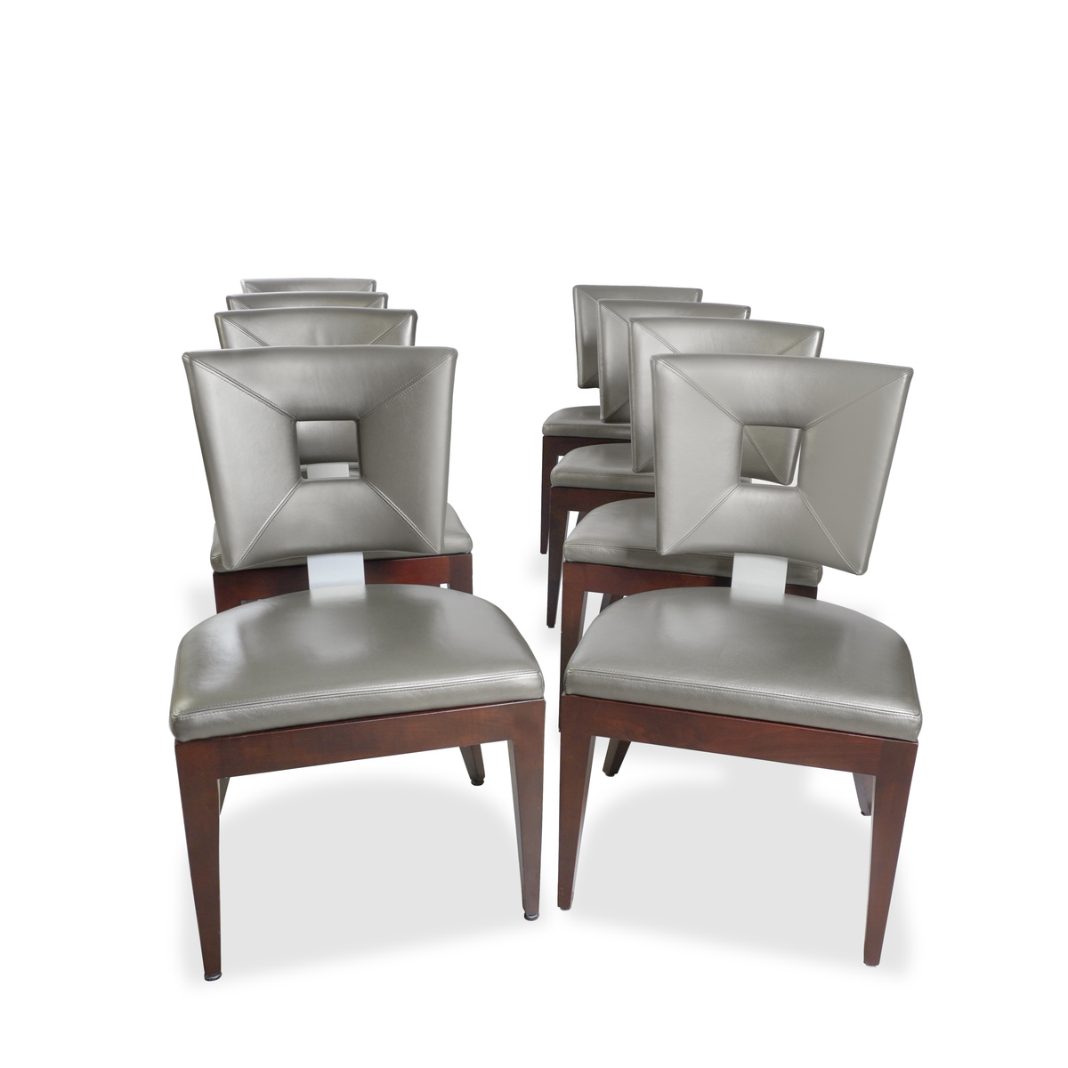 David Edwards Ocean Leather Dining Chairs, Set of 8