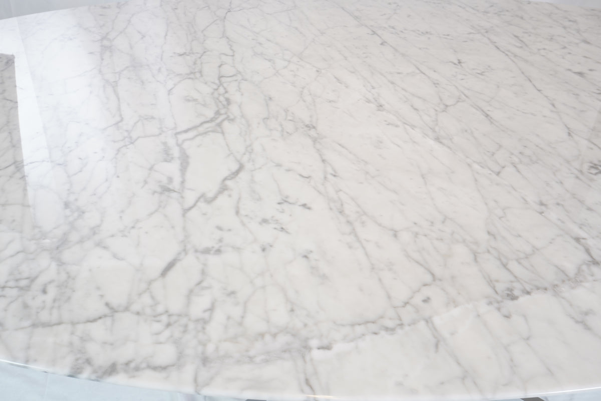 Florence Knoll Oval Carrara Marble Top Dining Table