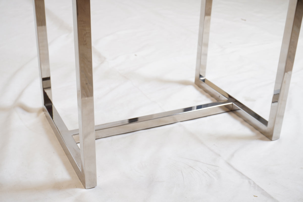 Modern Floor Standing Planter with Chrome Base and Ivory Resin Container