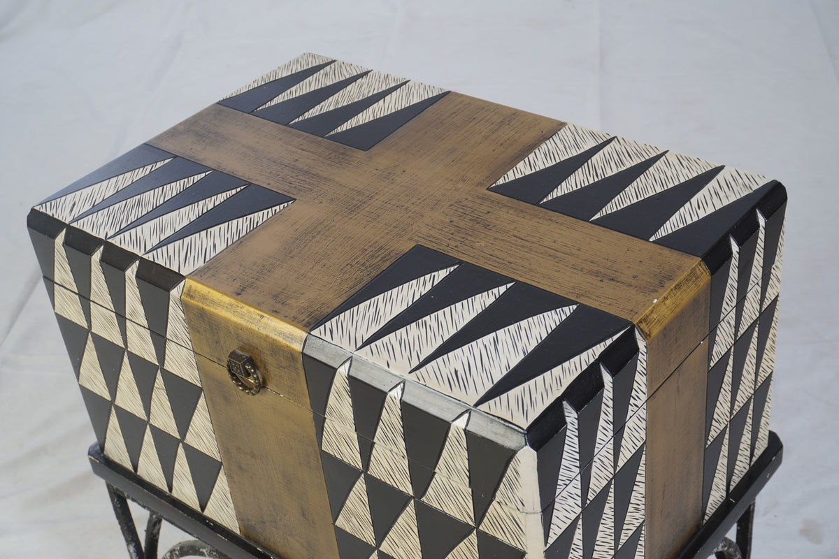 Maitland Smith Post Modern End Table or Storage Trunk