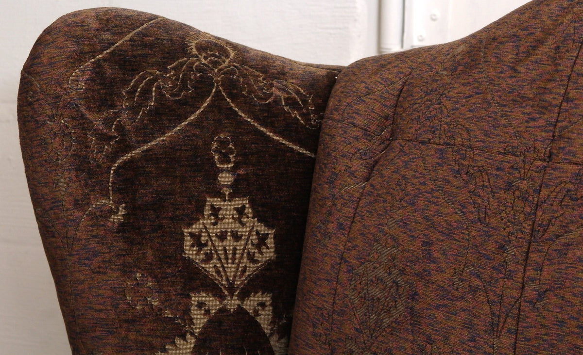 Edward Ferrell & Lewis Mittman High Wing Back Settee with Fortuny Upholstery