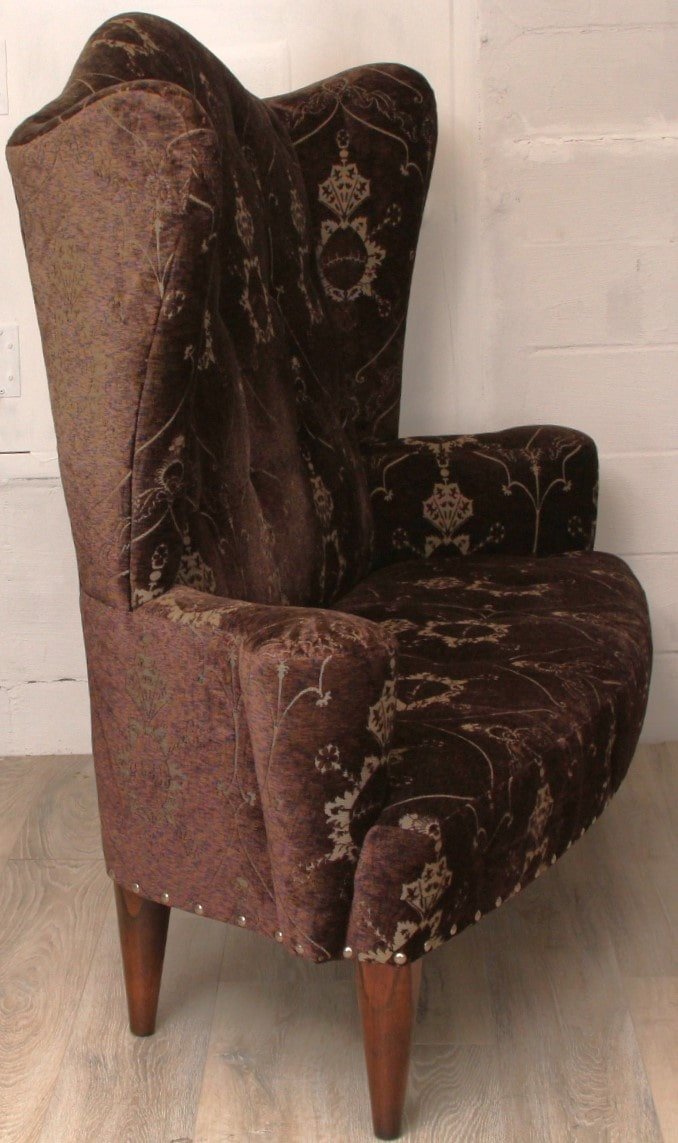 Edward Ferrell & Lewis Mittman High Wing Back Settee with Fortuny Upholstery