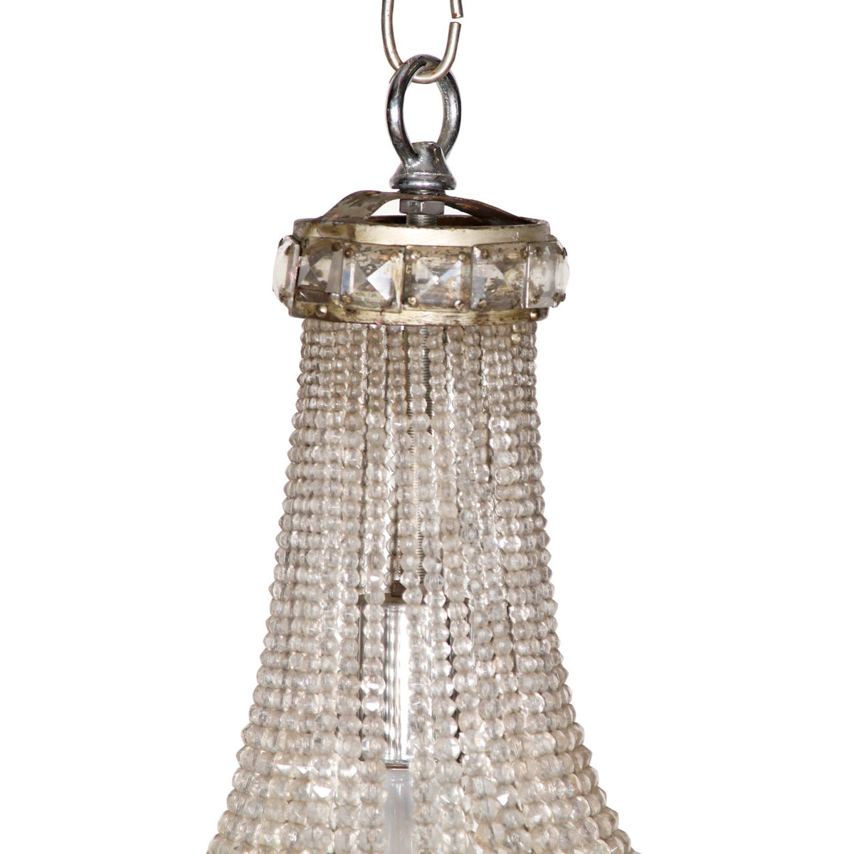 Empire Czechoslovakia Crystal Beaded Dome Chandelier C1950