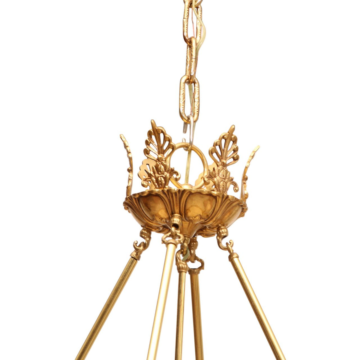 French Empire Style Alabaster and Brass Chandelier - Gold Finish