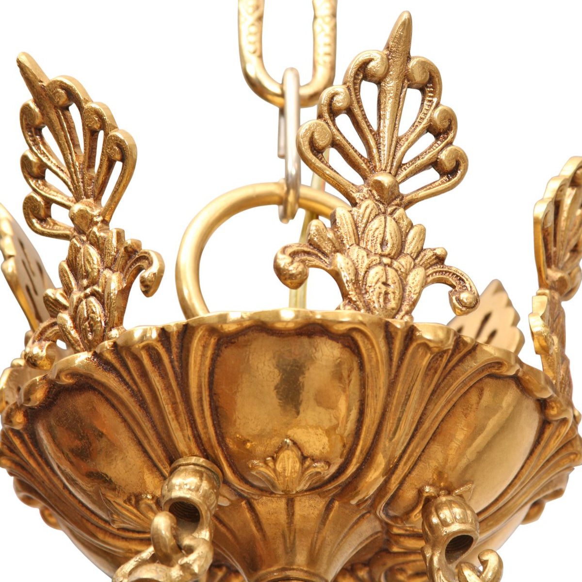 French Empire Style Alabaster and Brass Chandelier - Gold Finish