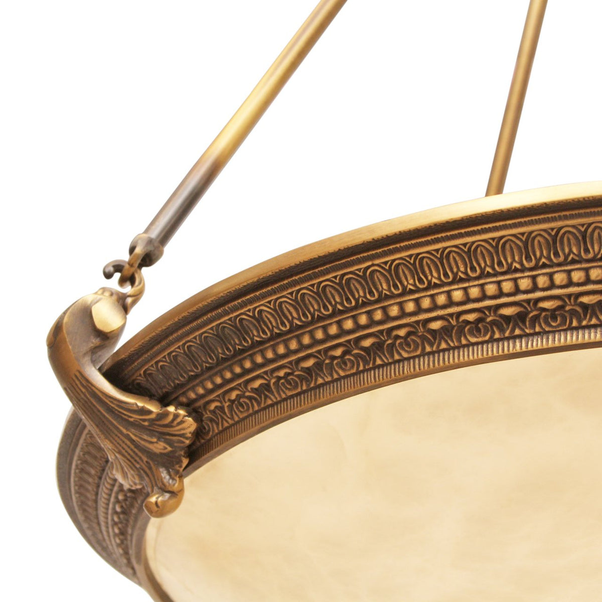 French Empire Style Alabaster and Brass Chandelier - Gold Finish