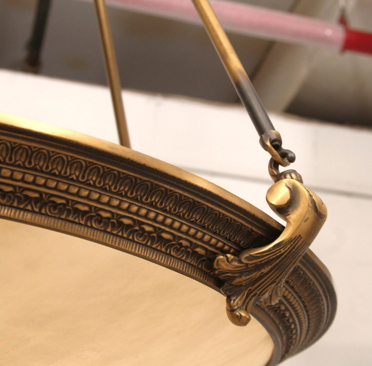 French Empire Style Alabaster and Brass Chandelier - Gold Finish