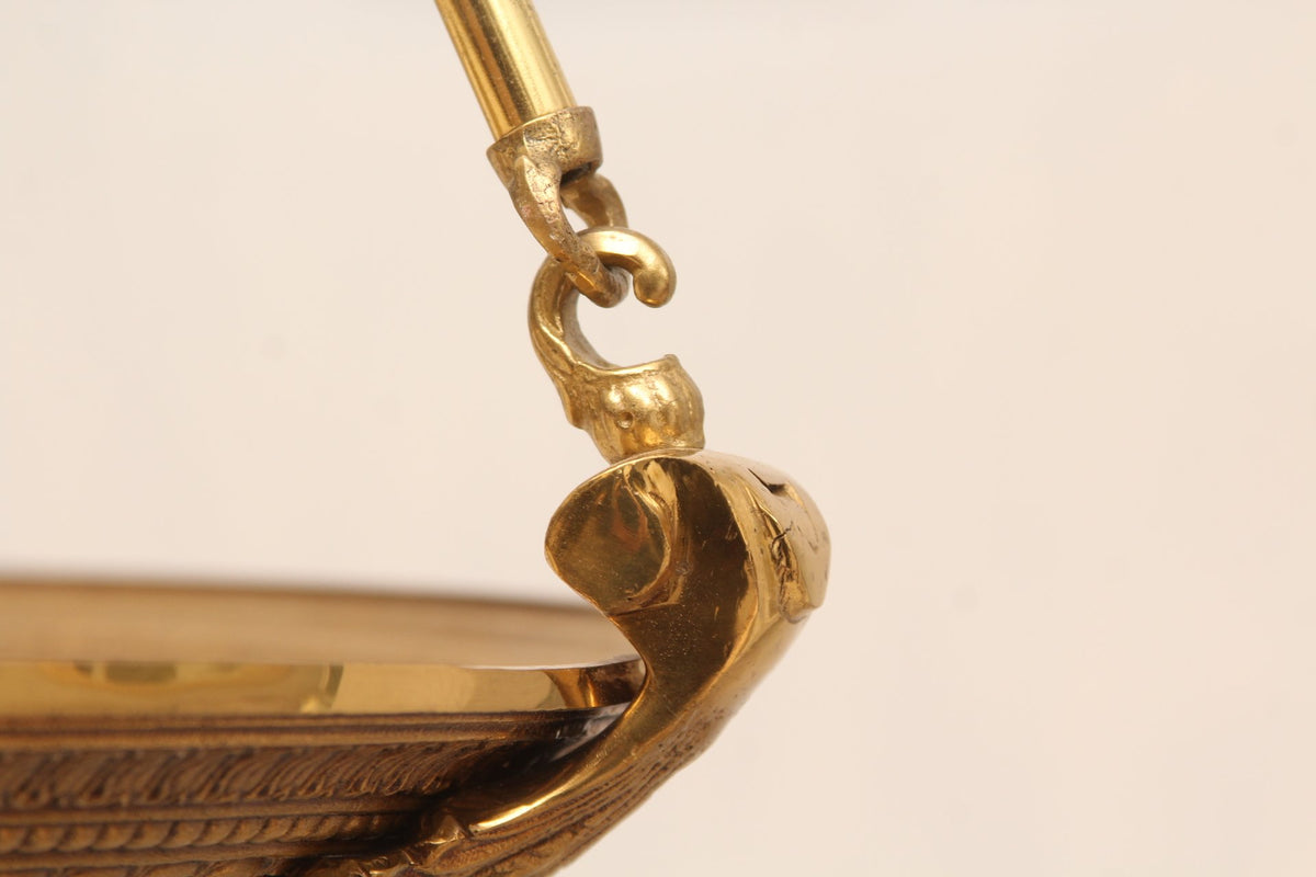 French Empire Style Alabaster and Brass Chandelier - Gold Finish