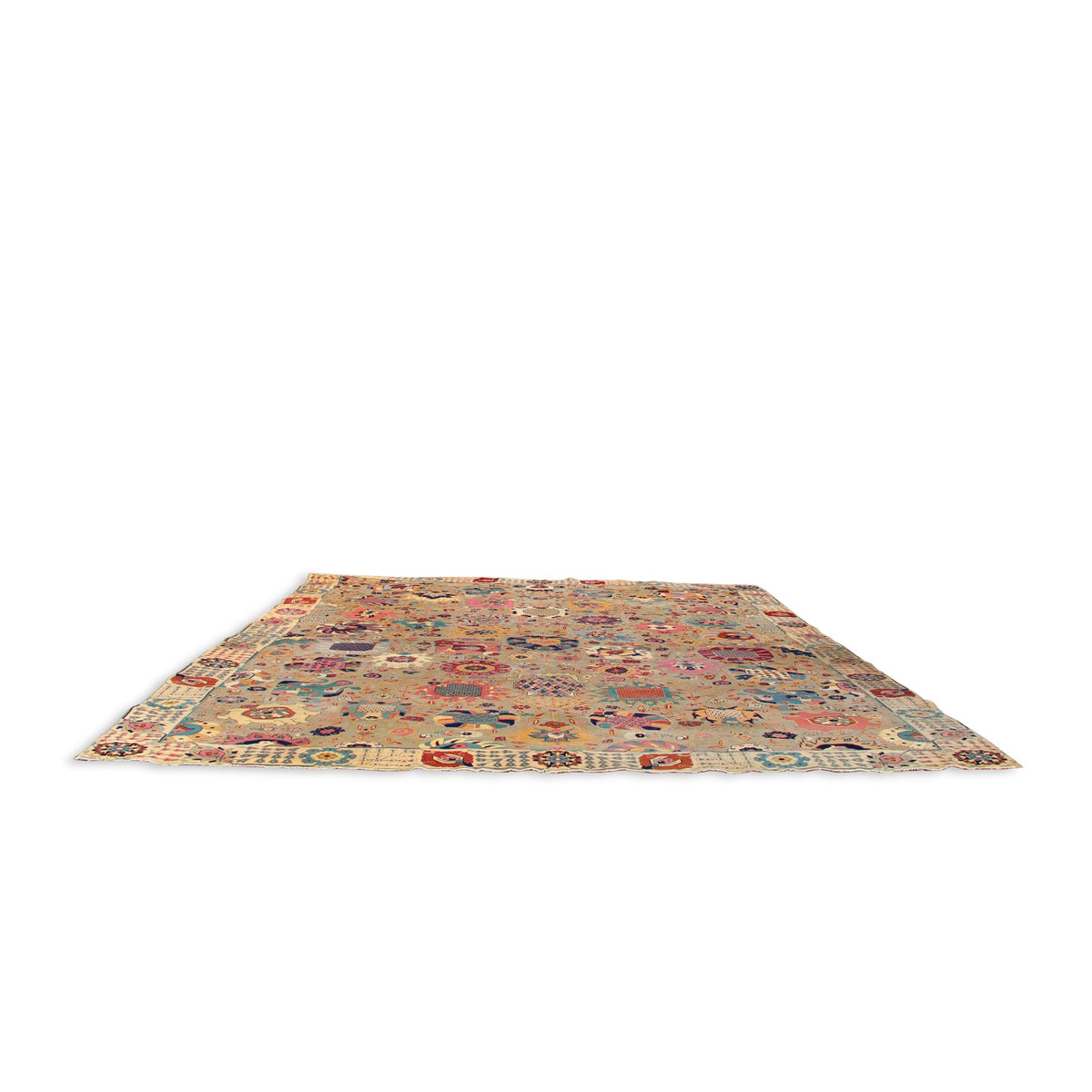 Hand Knotted Oushak Heriz Tribal Geometric Carpet (10 ft 5 in x 15 ft 9 in)