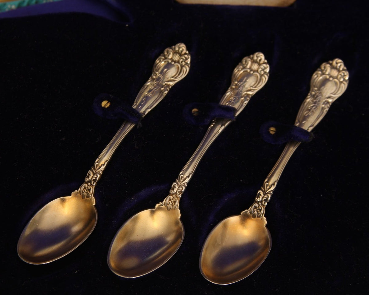 Set of 5 Royal Worcester Silver Porcelain Demitasse Cups and Saucers