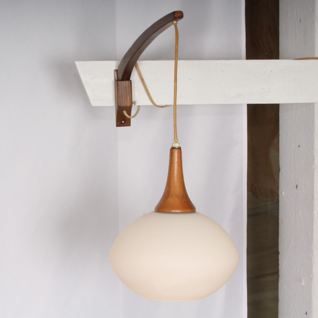 Vintage Modern Danish Walnut Swing Arm Wall Lamp Sconce